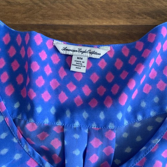 Women’s American Eagle blue and orange tie front tank top size medium. - Picture 2 of 7